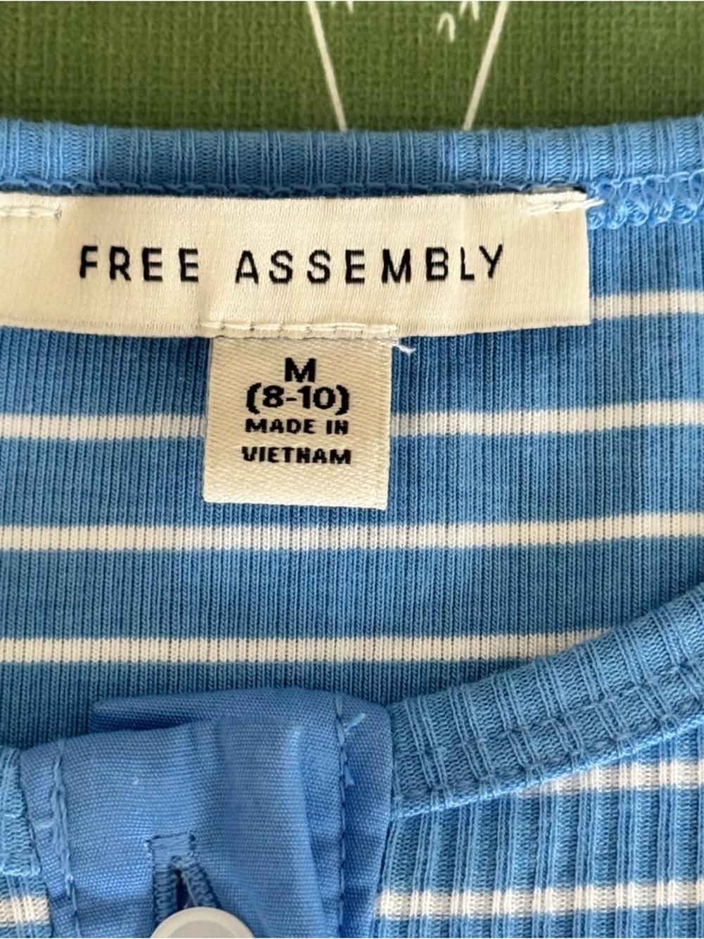 Free Assembly Women's Striped Fitted Cardigan Sweater Blue White Ribbed NWT Med - Picture 5 of 14